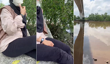 Remaja Alim Luangkan Waktu Menikmati Suasana Damai Di Tepi Sungai